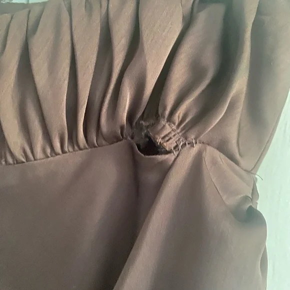 🍫 GUC DAVID’s Bridal Chocolate Satin Gown Strapless Charmeuse Sz 4 - Picture 5 of 7